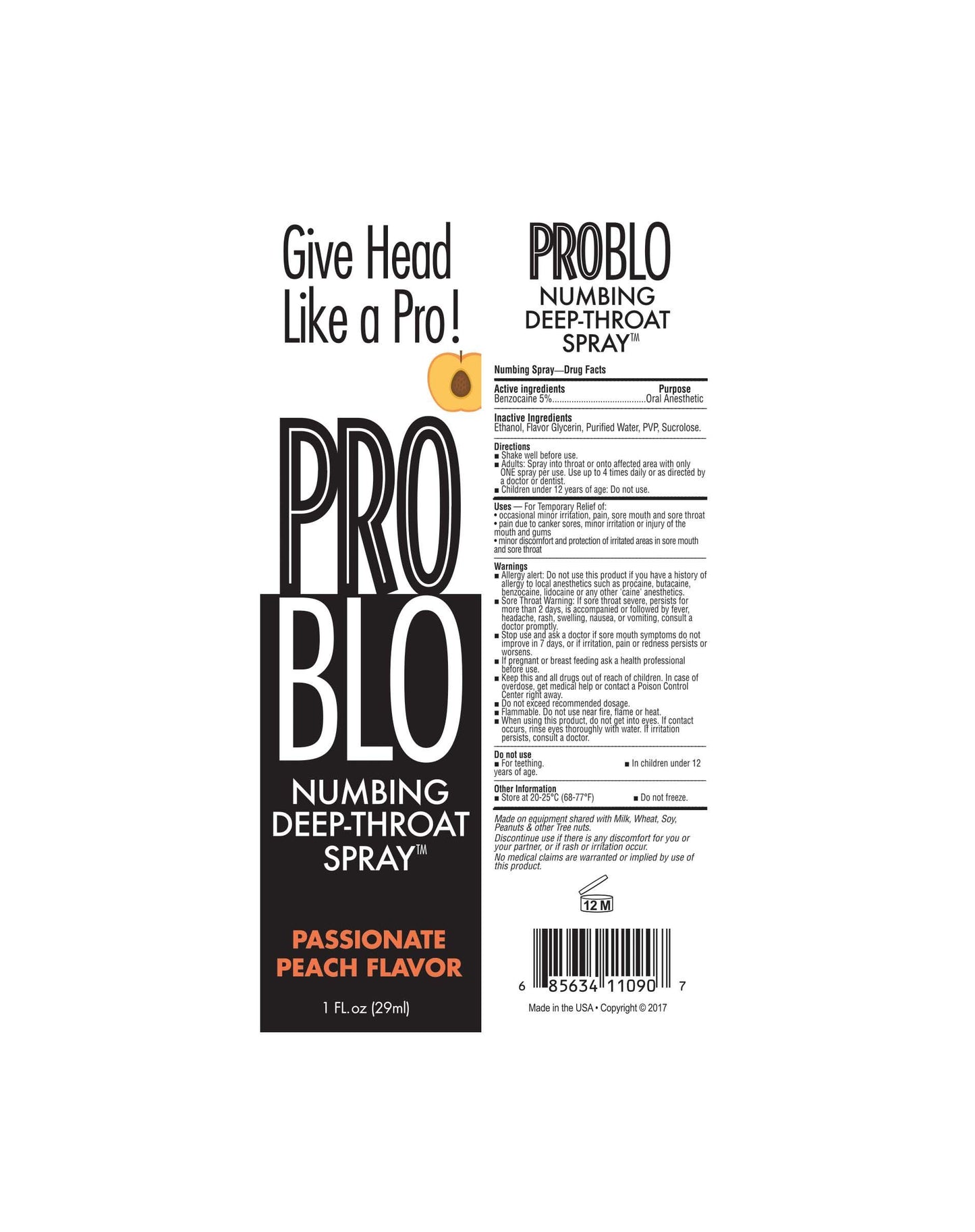 Problo deep throat spray peach