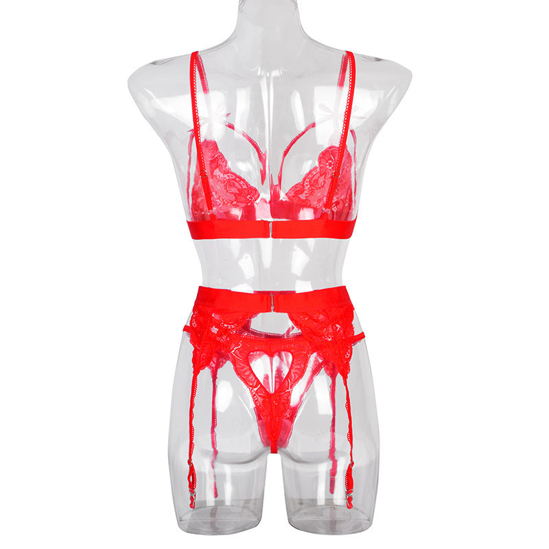 Women Lingerie Sexy Lace Bra Erotic Bra Briefs Set Plus Size Sexy Underwear red_XXXL