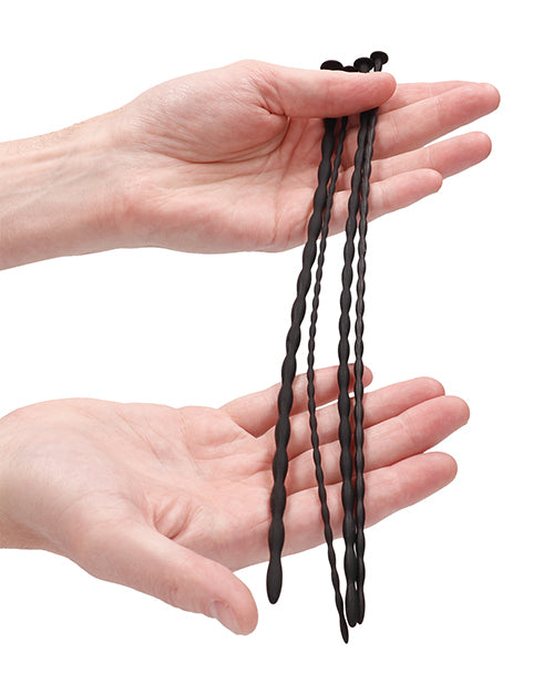 Silicone spiral screw plug set beginner urethral sounding black