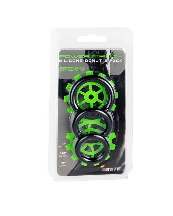 Silicone stretchy rings black 3 pack