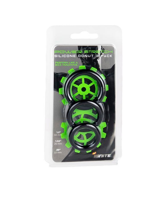 Silicone stretchy rings black 3 pack